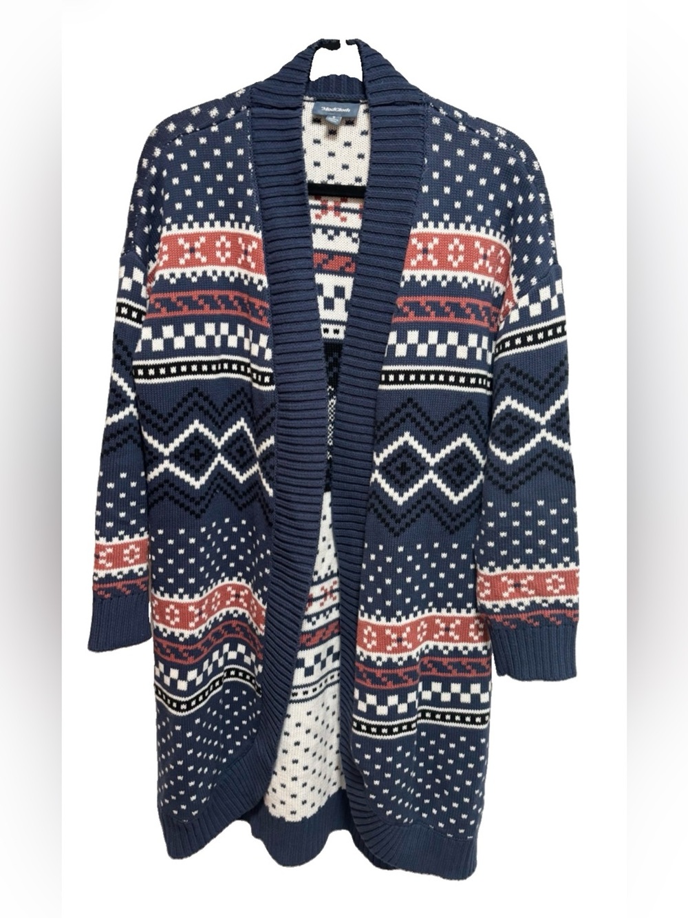 ModCloth Navy and Cream Fair Isle Open Cardigan